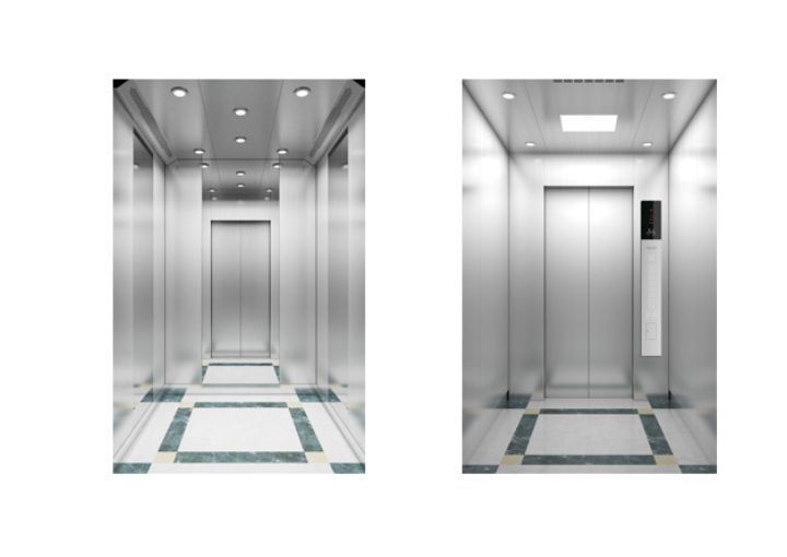 Two modern home elevators in a residential building.