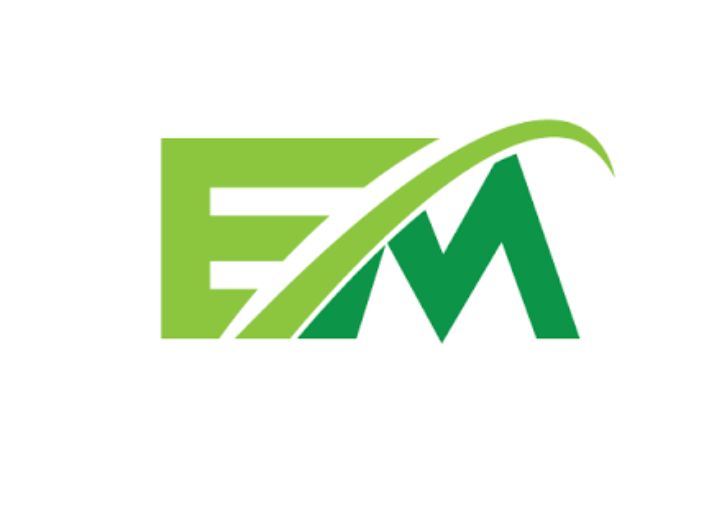  Easy Move Elevator logo with the letters E and M, featuring a light green letter E and a dark green letter M.