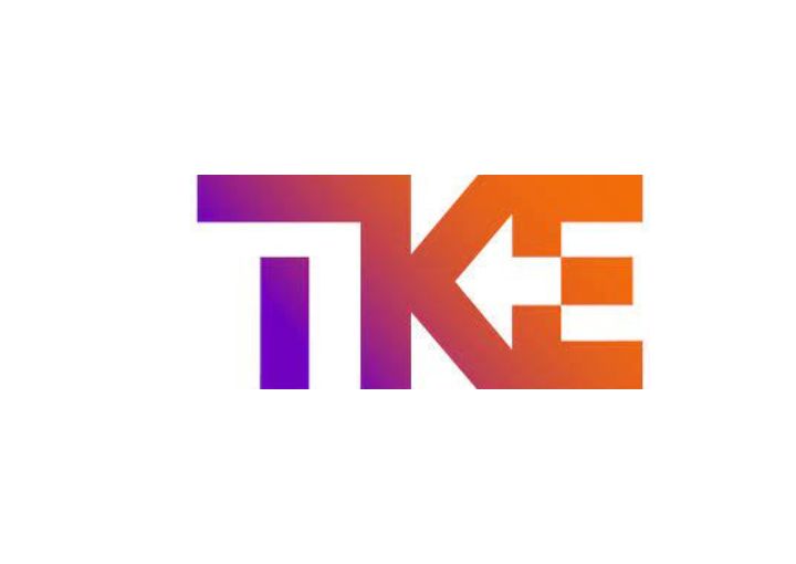 TK Elevator logo in bold blue and orange letters.