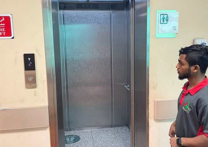 Repair service being conducted by Royal Fuji Elevator staff in UAE