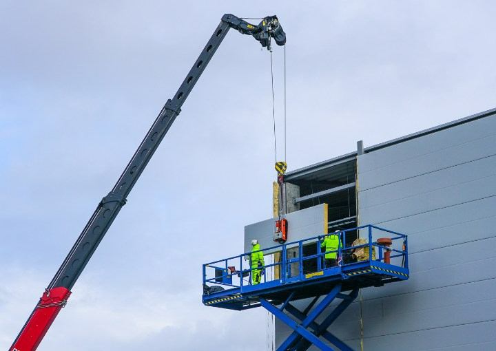 Royal Fuji Trailer Mounted Passenger Lift on Construction Site
