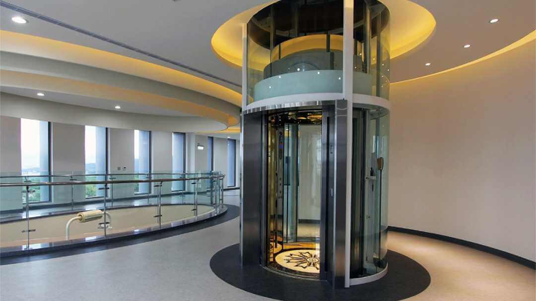 Hydraulic home elevator providing smooth and reliable vertical transportation in a residential setting.