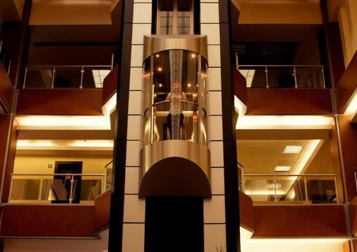 A Royal Fuji Pneumatic Lift in a Dubai residential building, featuring a sleek and modern design.